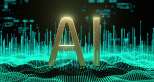 the letters ai over an uneven surface representing a deep learning neural network