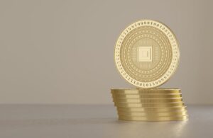 stack of gold coins with zeroes and ones on them cryptocurrency virtual digital currency
