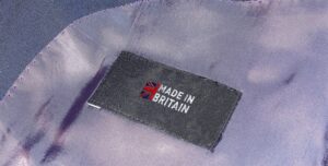 lg Free Made in Britain logo on suit jacket