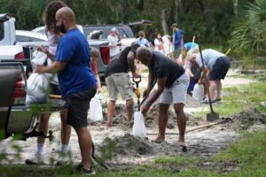 florida residents fill sandbags ahead of hurricane milton