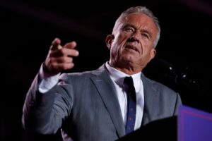 Robert F Kennedy Jr speaks during a campaign rally