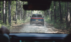 rivian suv from behind