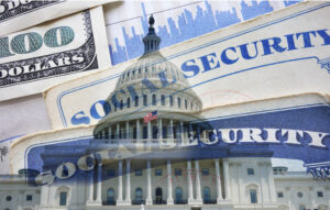 us capitol with social security cards in the background