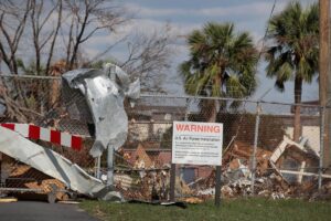 debris litters tyndall air force base following hurricane michael