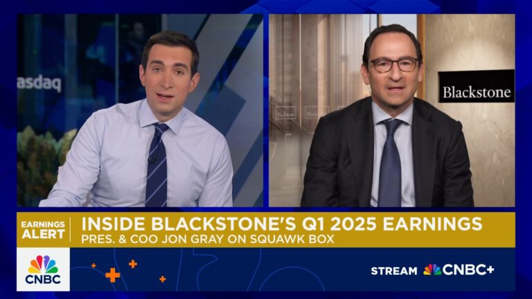 Blackstone President Jon Gray on Q1 results, Pres. Trump's tariff policy and real estate market