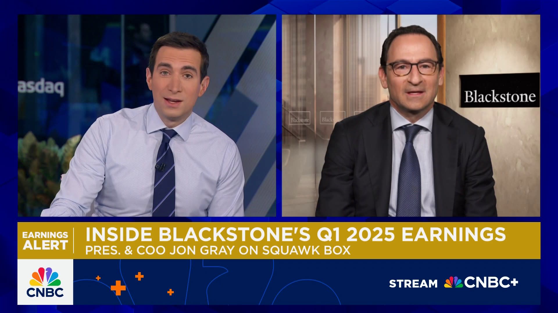 Blackstone President Jon Gray on Q1 results, Pres. Trump's tariff policy and real estate market