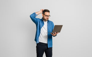 anxious investor laptop