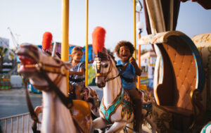 kids on a merry go round