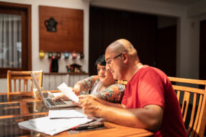 reviewing financial paperwork