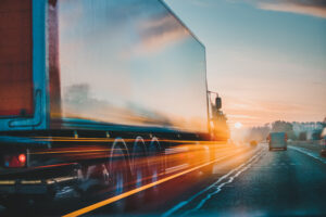 truck driving down a highway