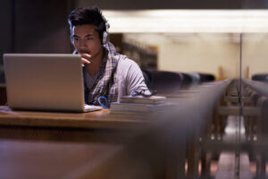 a person looking at a laptop 2