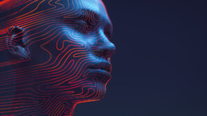 digital face with red lines 2149530993